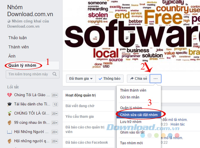 Chỉnh sửa cài đặt nhóm