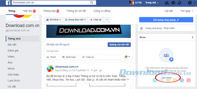 Tạo nhóm Fanpage Facebook