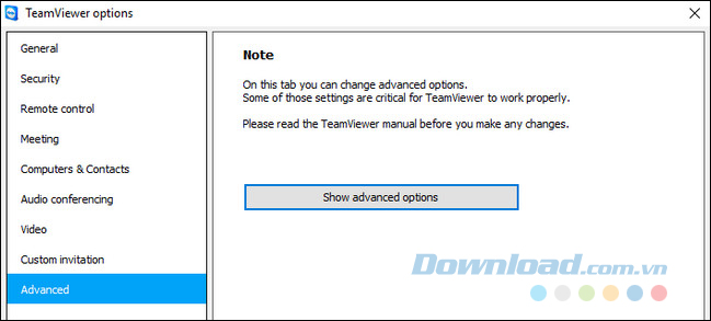 Click vào Show advanced options Click vào Show advanced options
