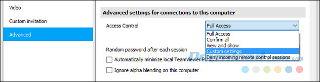 Bạn chọn Custom settings Bạn chọn Custom settings