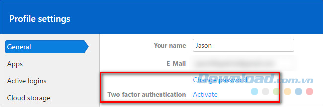 Click vào Change password Click vào Change password
