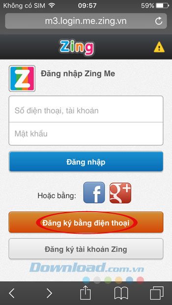 Đăng ký bằng số điện thoại