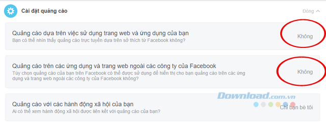 Cài đặt quảng cáo