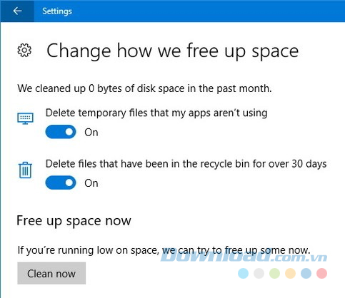 Chọn mục mà bạn muốn tự động xóa