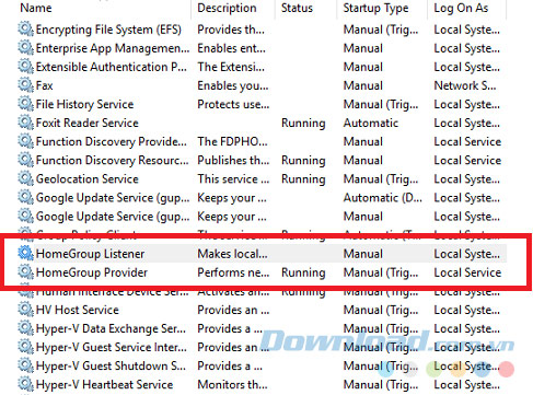 Vô hiệu hóa HomeGroup Listener và HomeGroup Provider Vô hiệu hóa HomeGroup Listener và HomeGroup Provider