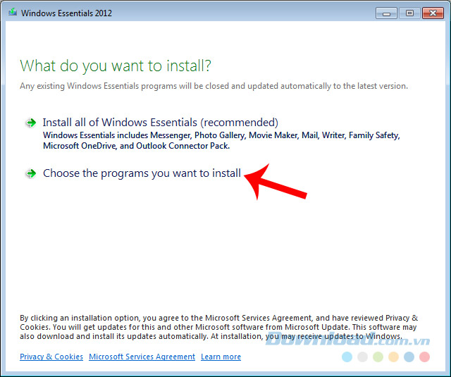Chọn bản cài Chọn bản cài