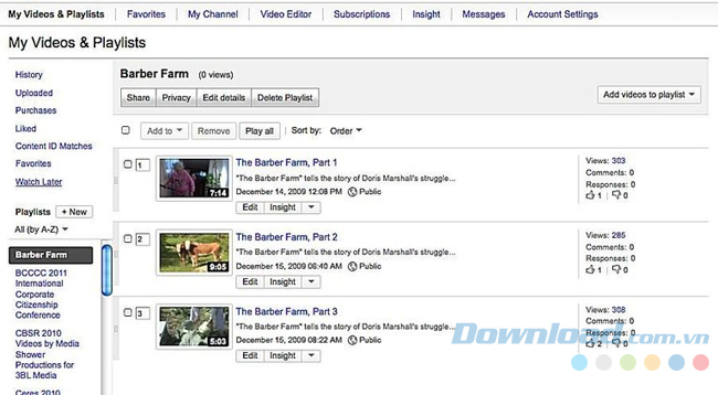 Sắp xếp Youtube Playlists của bạn