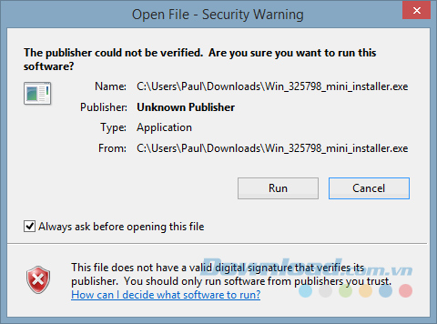Chạy file mini_installer.exe Chạy file mini_installer.exe