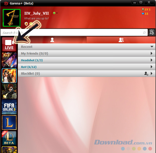Thiết lập Garena Live để stream game từ máy tính