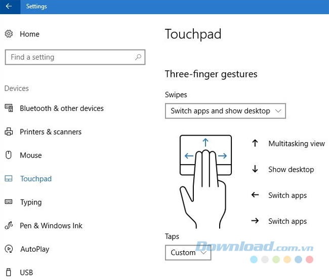 Tùy chỉnh cử chỉ ba ngón tay Tùy chỉnh cử chỉ ba ngón tay