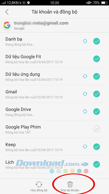 Xóa tài khoản Gmail