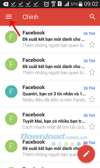 Giao diện chính Gmail