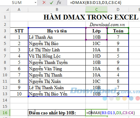 Công thức Dmax