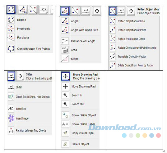 Một số hộp công cụ của GeoGebra Một số hộp công cụ của GeoGebra