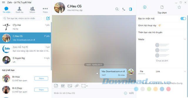 Tin nhắn Zalo sau khi chia sẻ