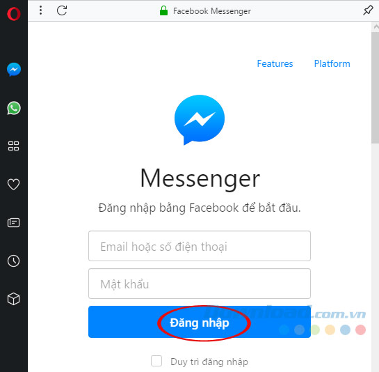 Đăng nhập Facebook Messenger