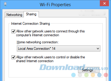 Cho phép quyền kết nối Internet Cho phép quyền kết nối Internet