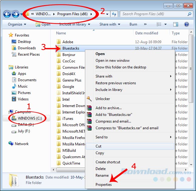 Thư mục BlueStacks Thư mục BlueStacks