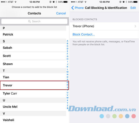 Chặn số điện thoại làm phiền