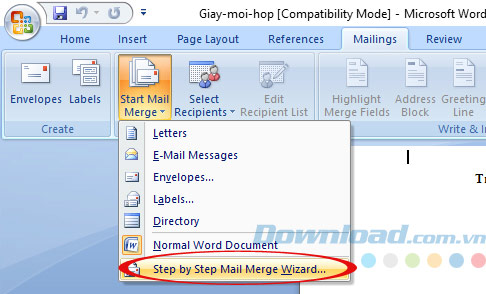 Start Mail Merge