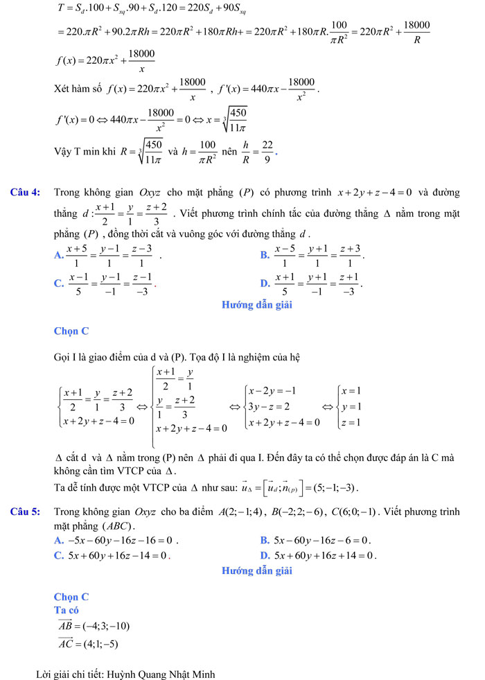 Đề thi thử THPT Quốc gia 2017 môn Toán