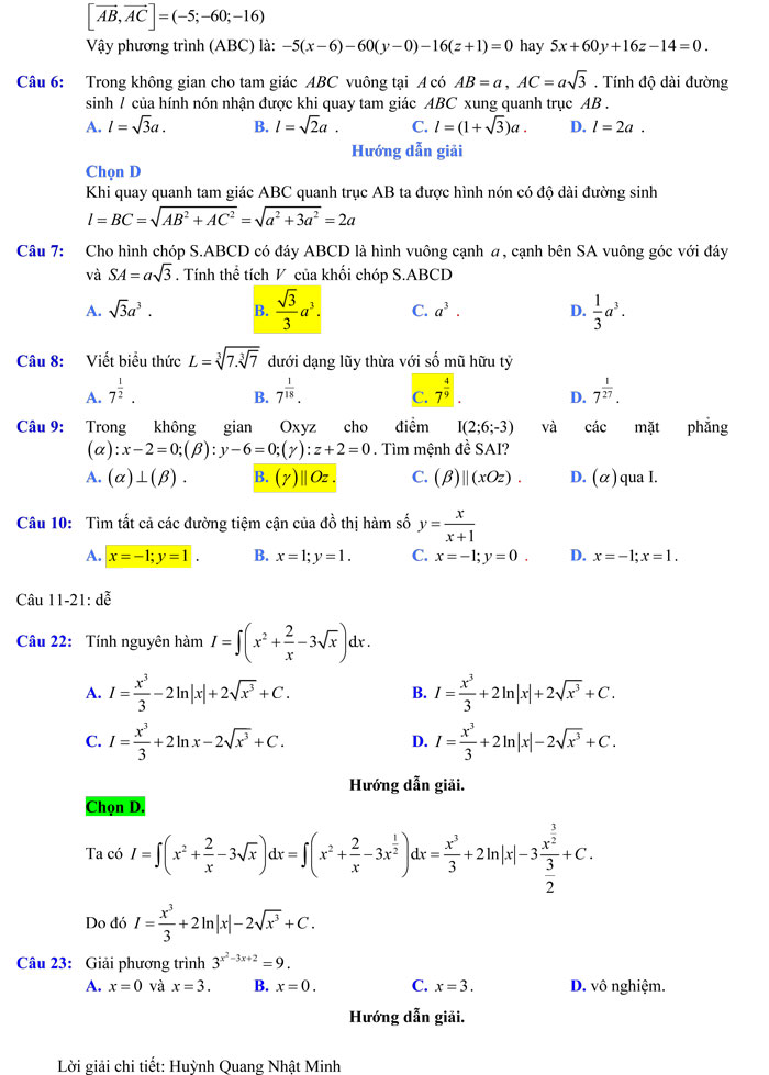 Đề thi thử THPT Quốc gia 2017 môn Toán