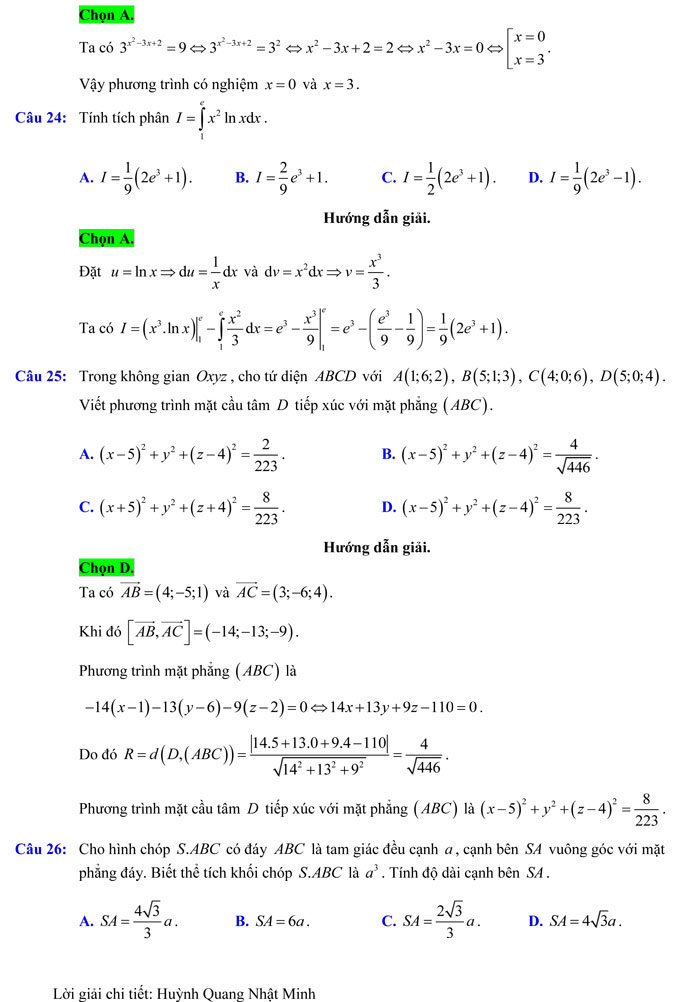 Đề thi thử THPT Quốc gia 2017 môn Toán