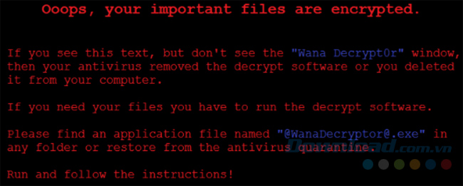 Thông báo từ WannaCry