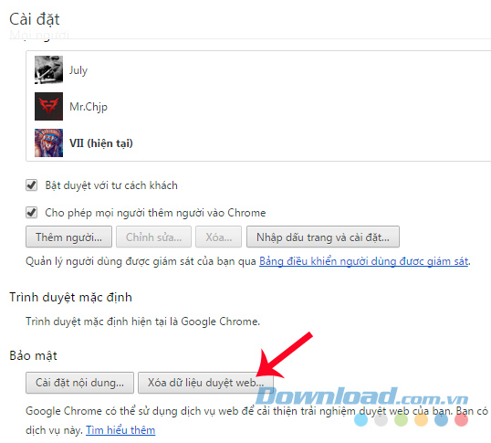 Xóa dữ liệu Xóa dữ liệu