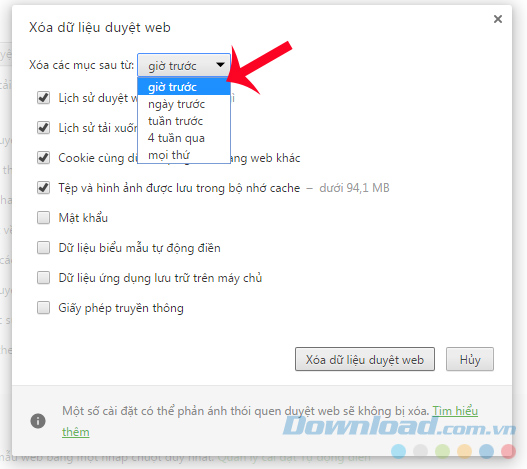 Chọn thời gian Chọn thời gian