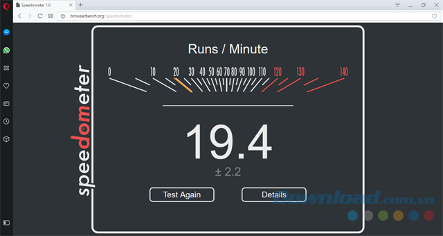 Đo tốc độ duyệt web trên Opera