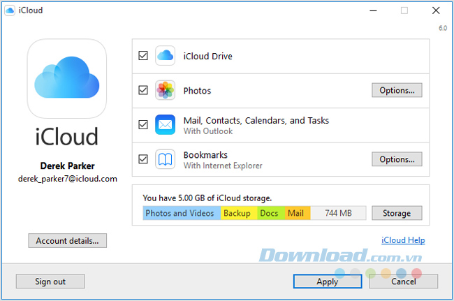 Thiết lập iCloud cho Windows Thiết lập iCloud cho Windows