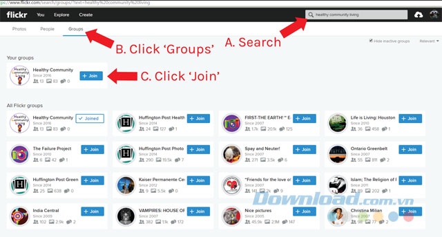 Tham gia nhóm Flickr