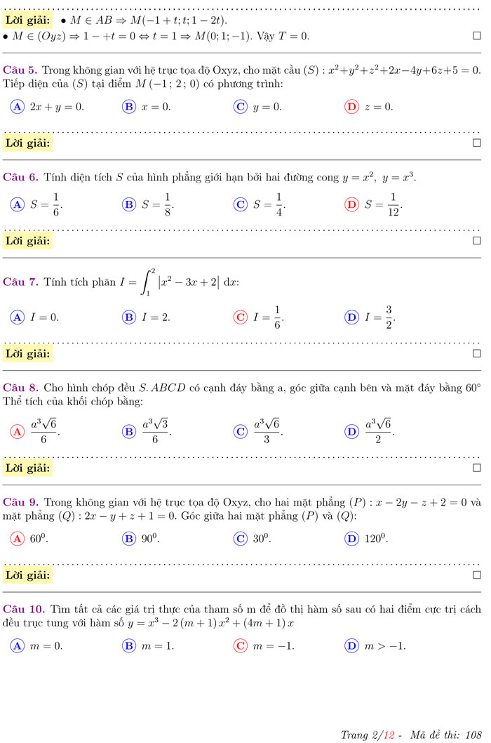 Đề thi thử THPT Quốc gia 2017 môn Toán