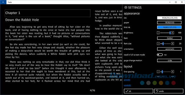 Giao diện đọc của freda