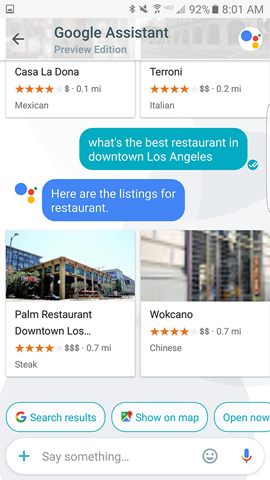 Kết quả của Google Assistant