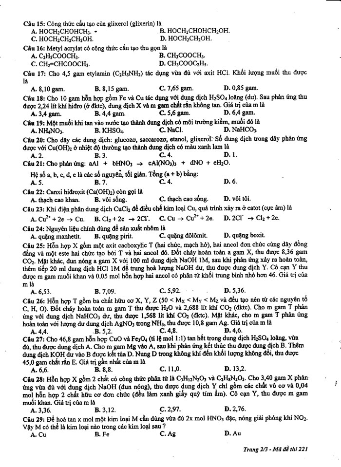 Đề thi thử THPT Quốc gia 2017 môn Hóa học