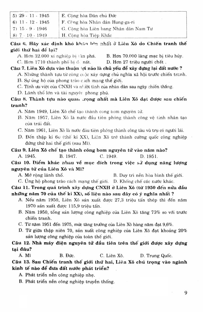1260 câu hỏi trắc nghiệm Lịch sử lớp 12