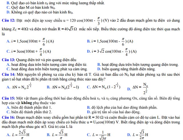 Đề thi thử THPT Quốc gia năm 2017 môn Vật lý