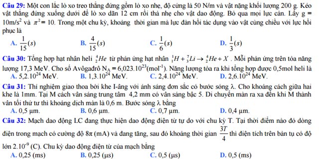 Đề thi thử THPT Quốc gia năm 2017 môn Vật lý