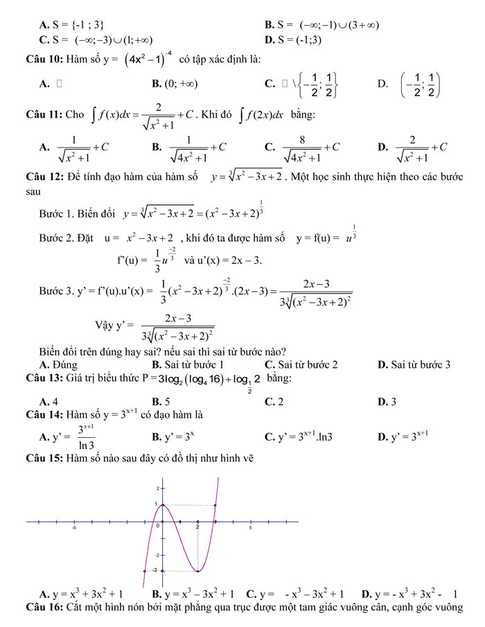 Đề thi thử THPT Quốc gia 2017 môn Toán