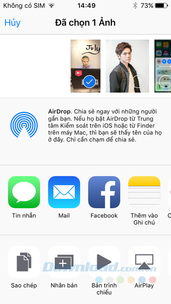 Gửi ảnh qua Airdrop