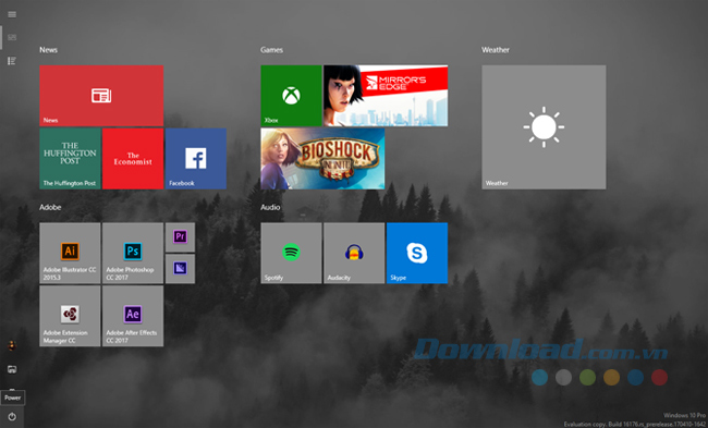 Phiên bản toàn màn hình của Start Menu Phiên bản toàn màn hình của Start Menu