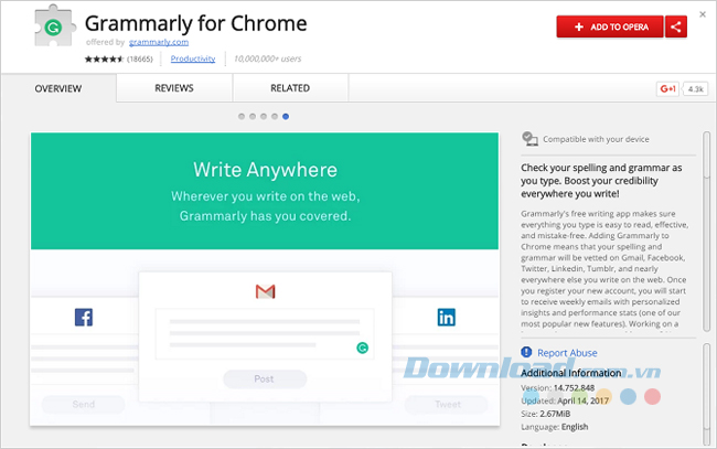 Opera hỗ trợ Chrome Extensions