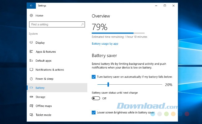 Giao diện cửa sổ Battery Giao diện cửa sổ Battery