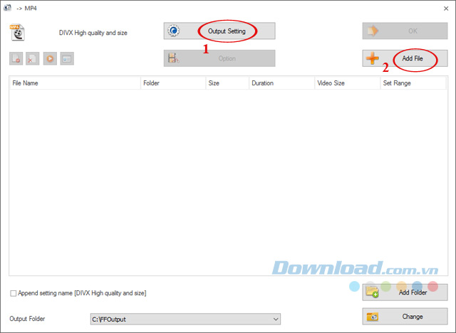 Thiết lập đầu ra