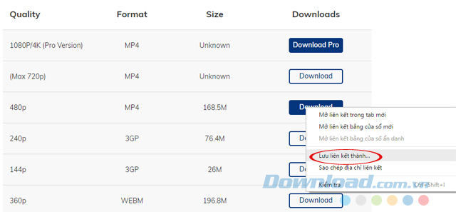 Lưu liên kết thành....