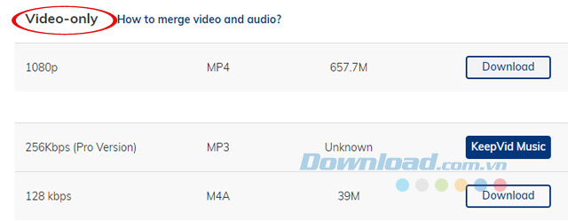 Tải video không tiếng