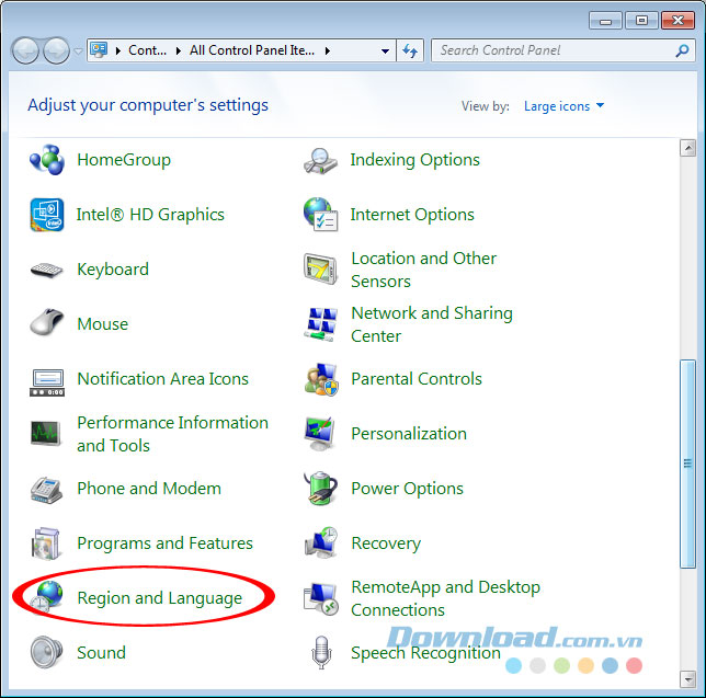 Region and Language Region and Language