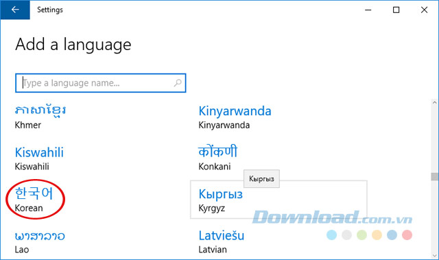 Thêm ngôn ngữ tiếng Hàn Thêm ngôn ngữ tiếng Hàn
